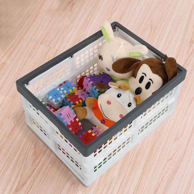 Teyyvn 4-Pack Collapsible Milk Crates, 15L Plastic Stackable Storage Bins Utility Folding Baskets - Image 4